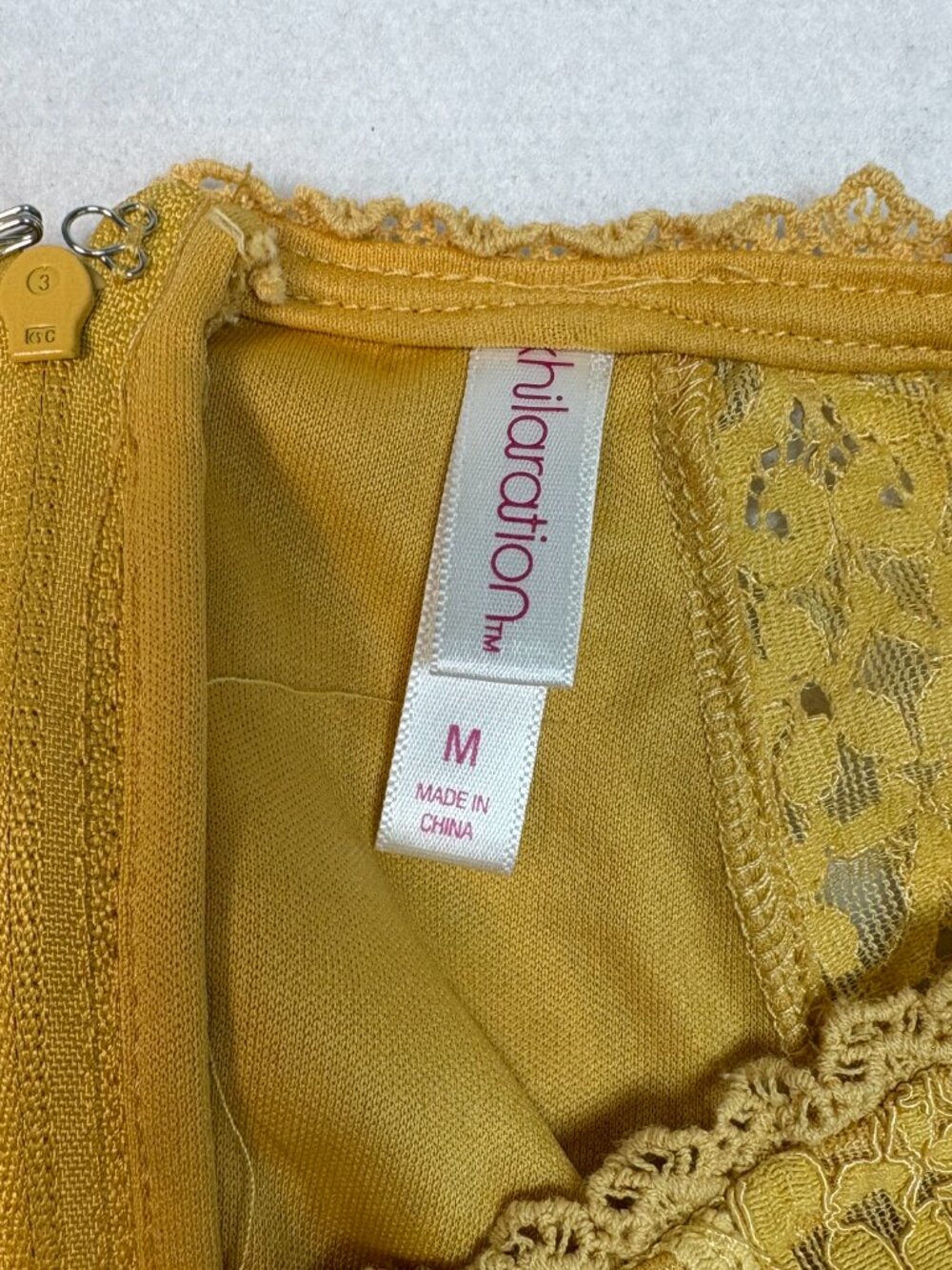 Xhilaration Mustard Yellow Lace Fit Flare Dress Boho Summer Mini Cottagecore M - Picture 4 of 11